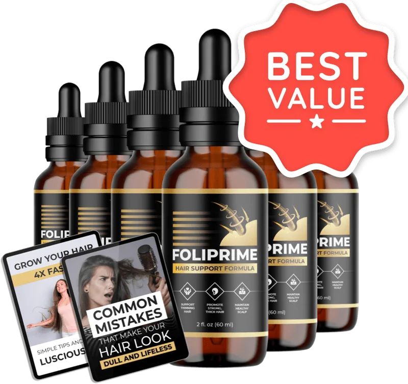 6 bottles of FoliPrime plus 2 free bonuses best value