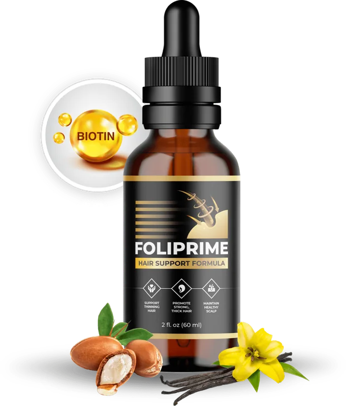 FoliPrime official hair support formula bottle with biotin and argan oil